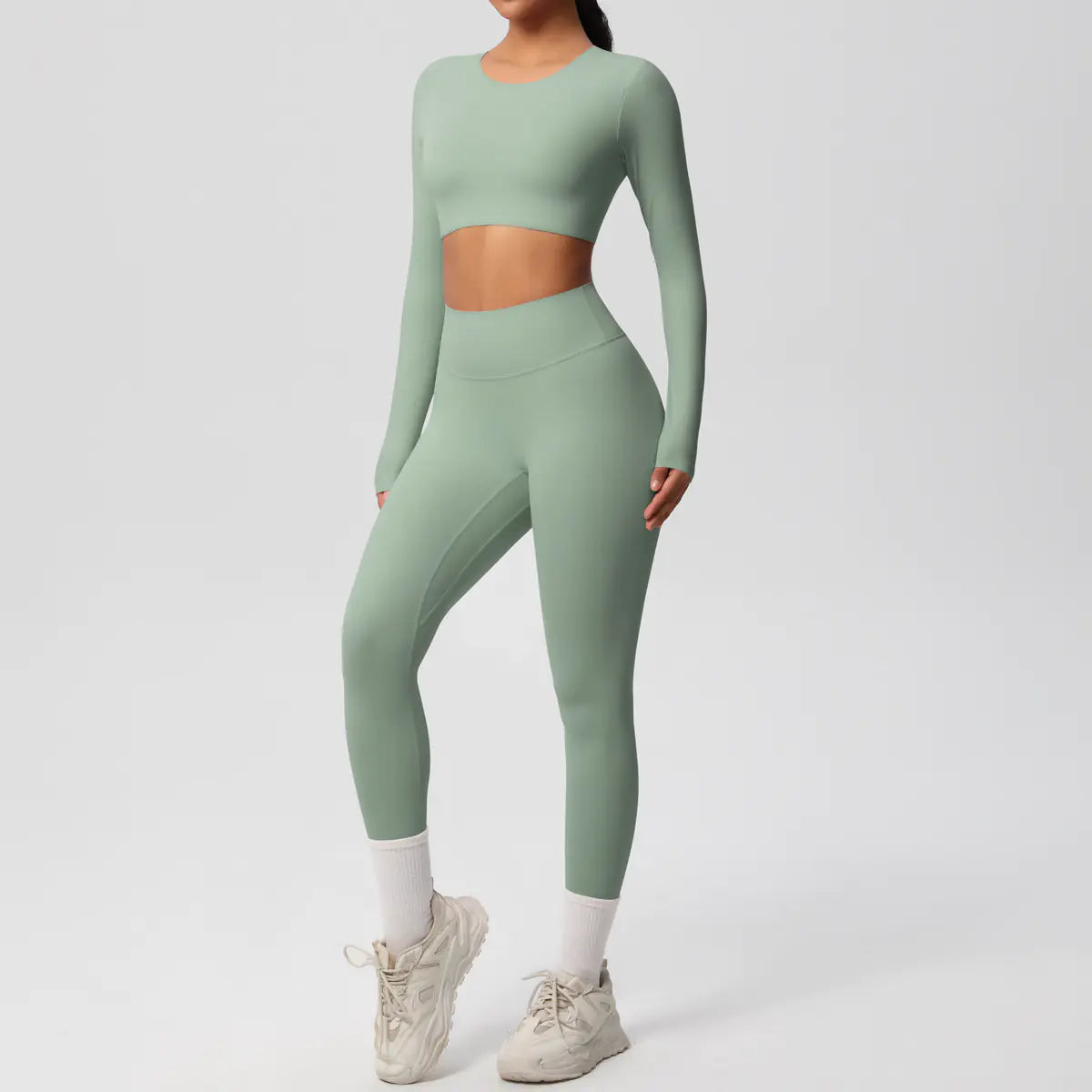 Solid Color Double-sided Nylon Brushed Nude Feel Tight Exercise Yoga Clothes Suit